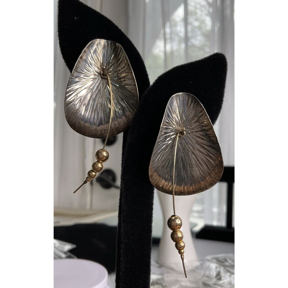Lilly Flaver Sterling Silver Leaf Statement Earrings Artisan